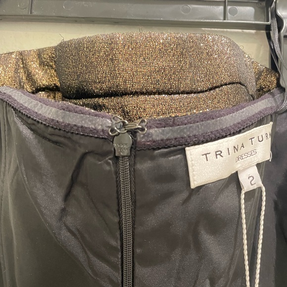 🌹🆕 Trina Turk Holiday Christmas New Years Eve Strapless Gold Mini Dress Size 2 - Picture 15 of 17